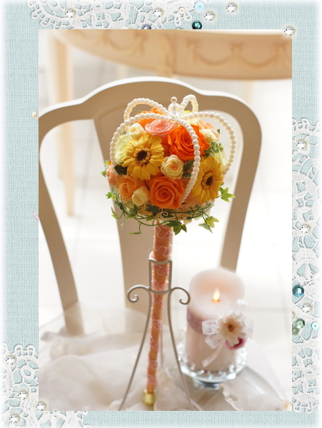 プリザーブドフラワー　ステッキブーケ