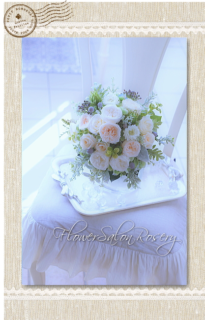 ナチュラルなプリザーブドフラワーブーケクラッチ