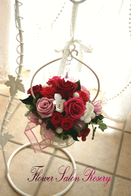 プリザーブドフラワーのアレンジ作品シフォン