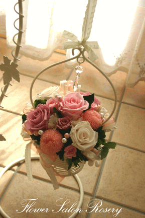 プリザーブドフラワーのアレンジ作品シフォン